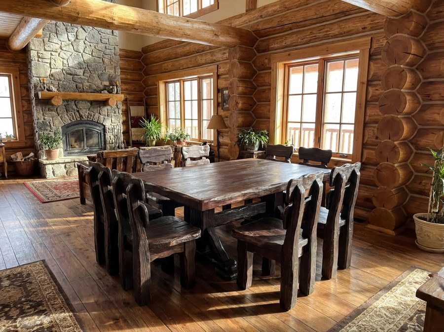 Обеденный комплект в срубовом доме